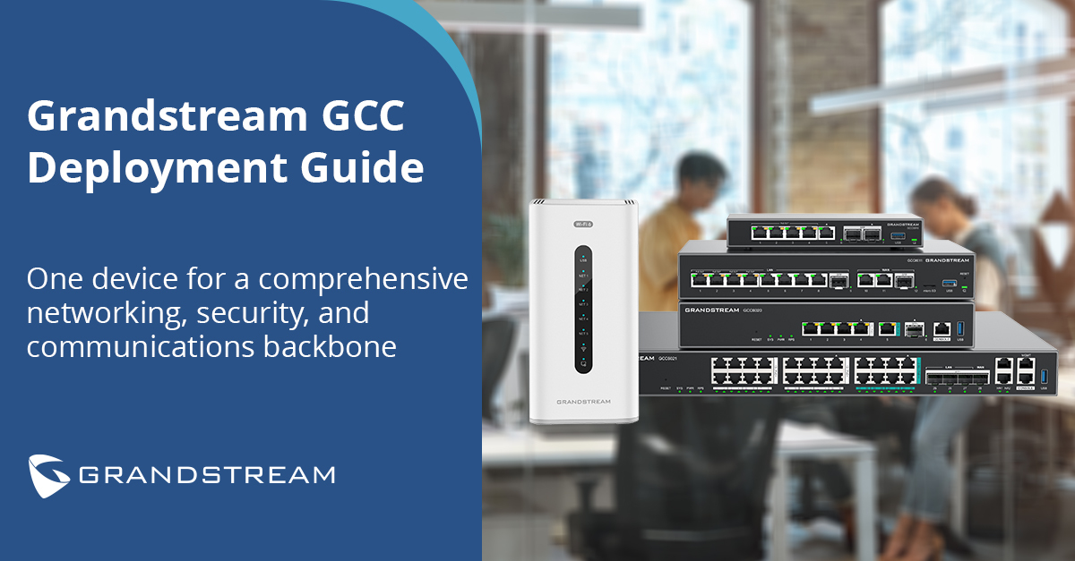 Grandstream GCC Deployment Guide cover featuring GCC network devices